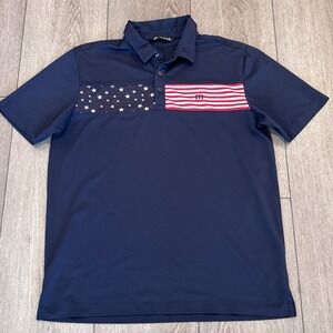 Travis Mathew Golf Polo Mens Large Blue Stars Stripes Americana Patriotic Golf